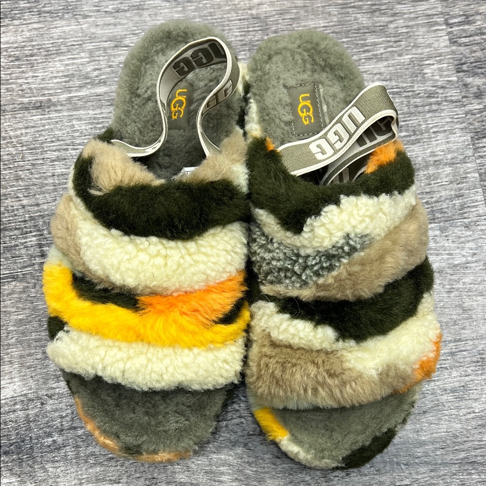 UGG Multicolor Fluffy Slide Sandals